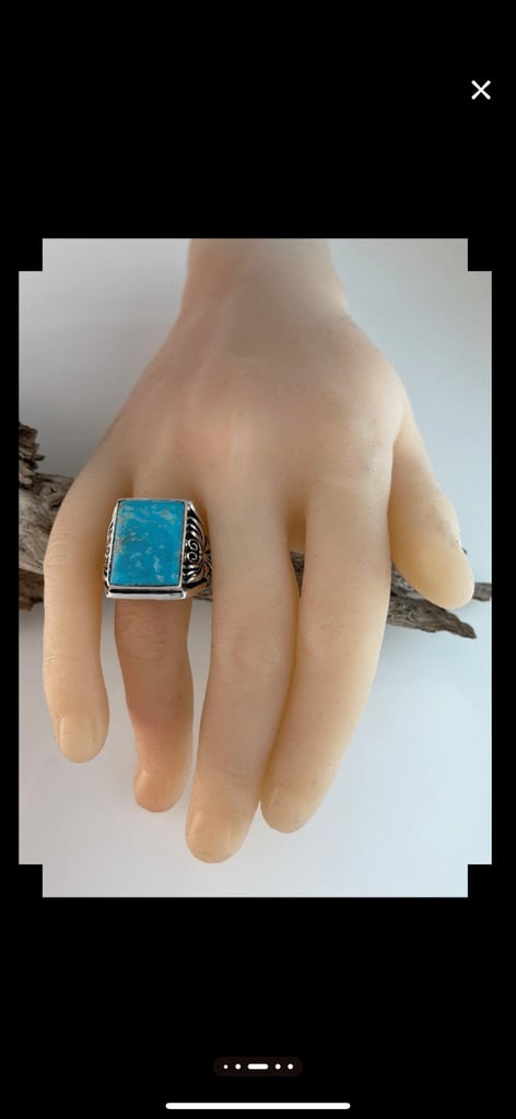 Handcrafted Blue Ridge Turquoise Stone & Sterling Silver Ring,Size W/11.25,NEW