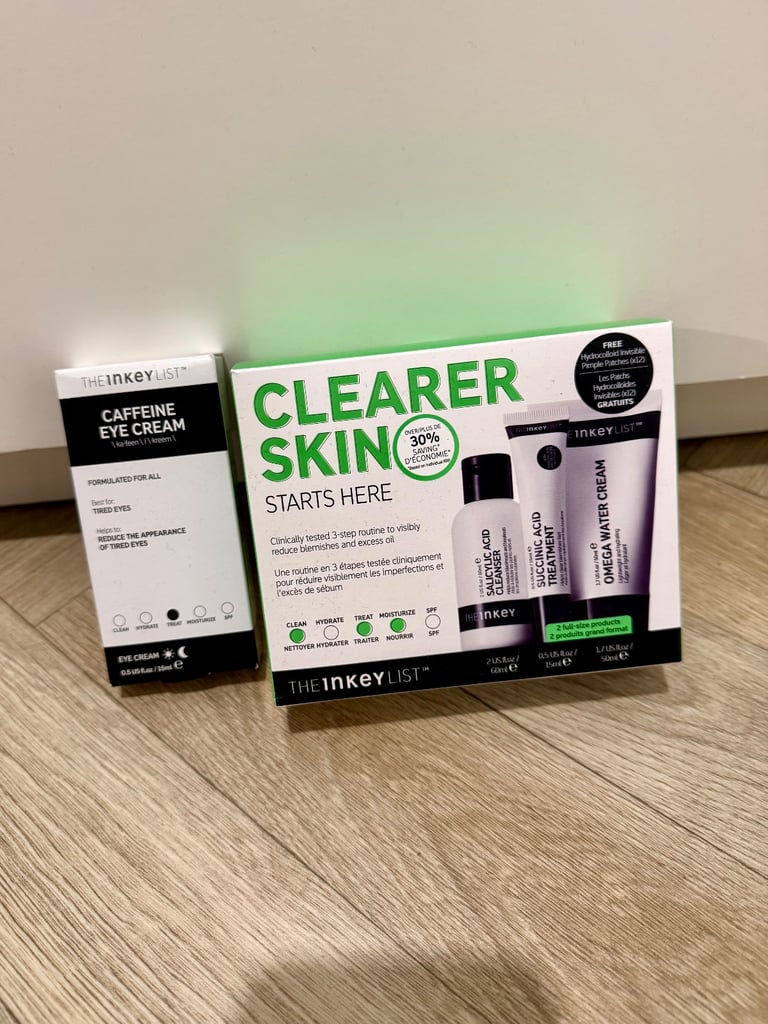 image for The INKEY List clearer skin & caffeine eye cream facial skincare set (x5 items)