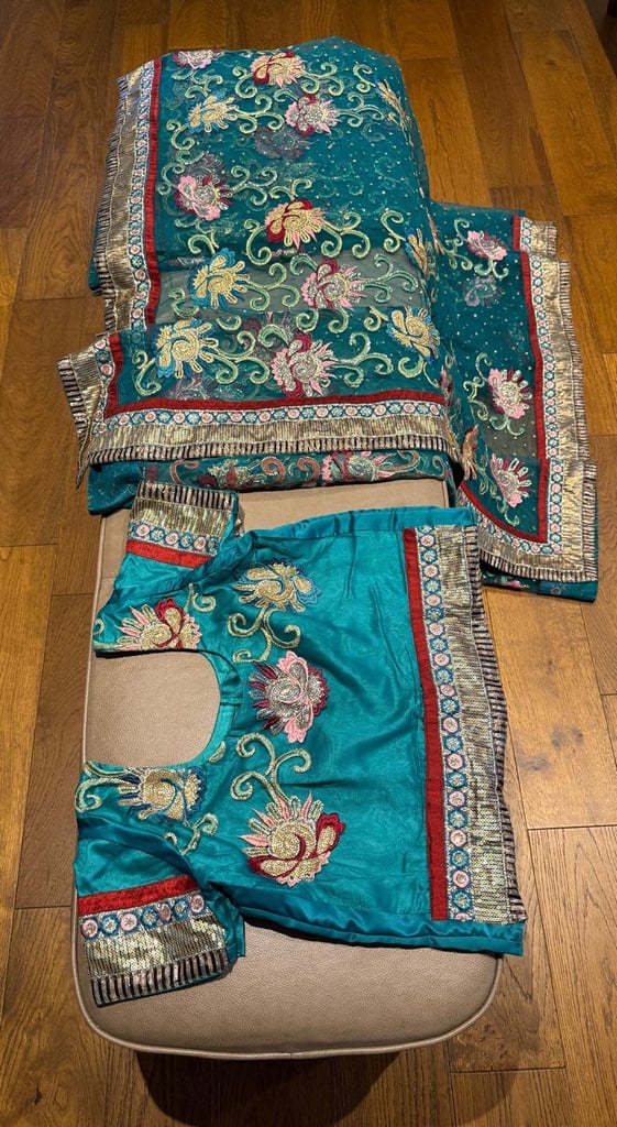 Stunning Green Saree. (Top would fit size 10-12)