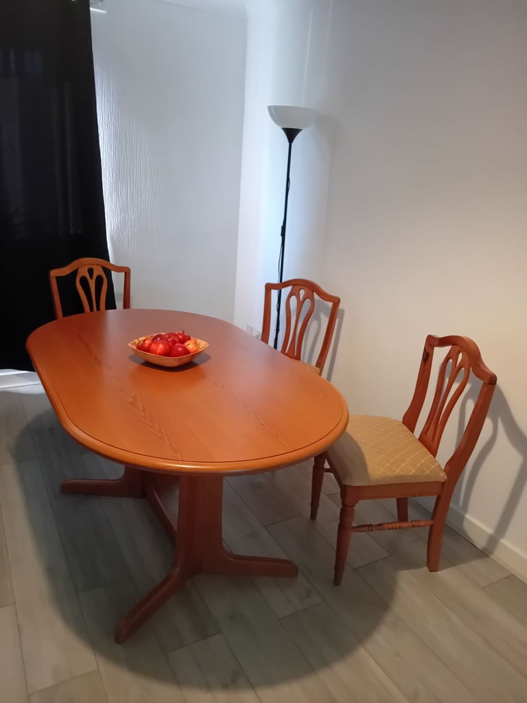 image for Wooden Dining Table with Chairs (Floor Lamp can be included)