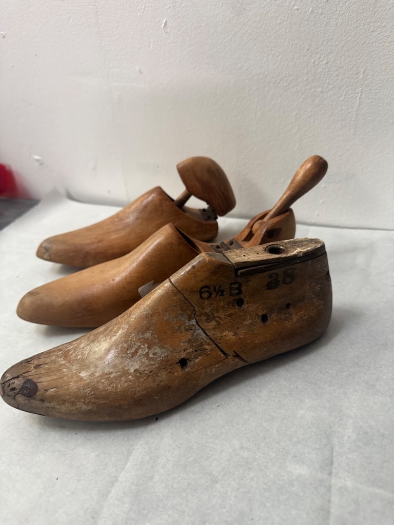 3 antique wooden shoe lasts shoe making cobler cordwainer designer vintage 