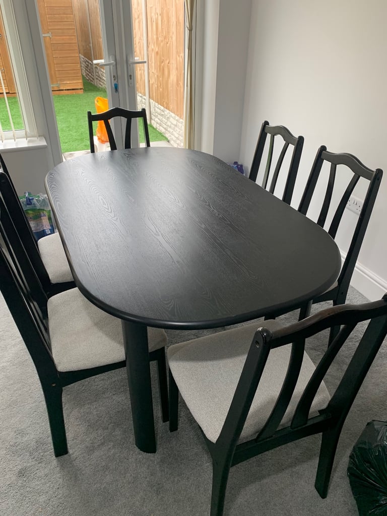 image for Dinning Table Black 6 chairs