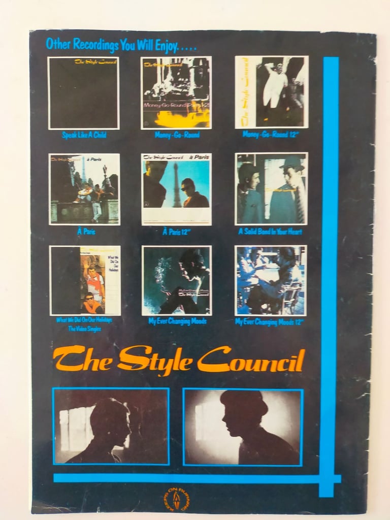 The Style Council -'Notes from the Cafe Bleu booklet from the LP. 1984 release -very VG condition 