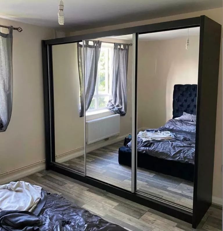 Brand New Milan 2 or 3 Doors Sliding Wardrobe with Full Mirrors, Shelves, Rails
