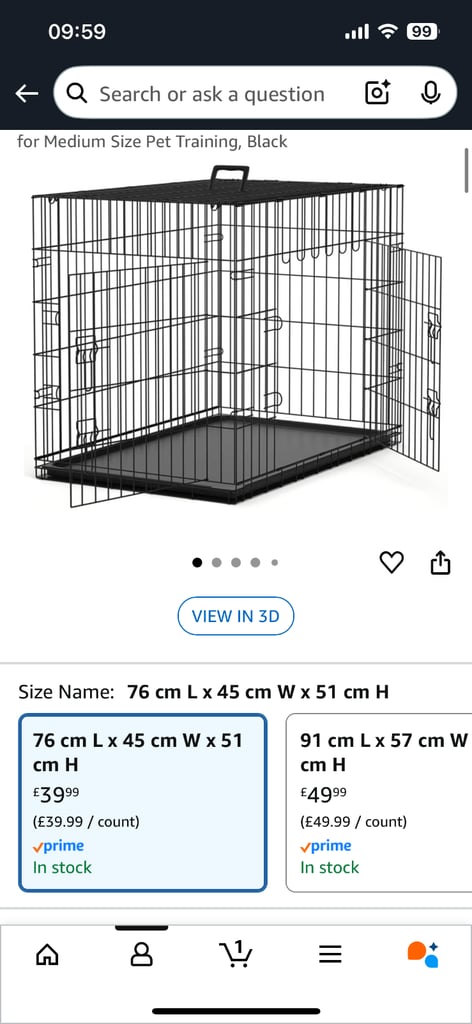 Medium collapsible crate - two doors - cushion included