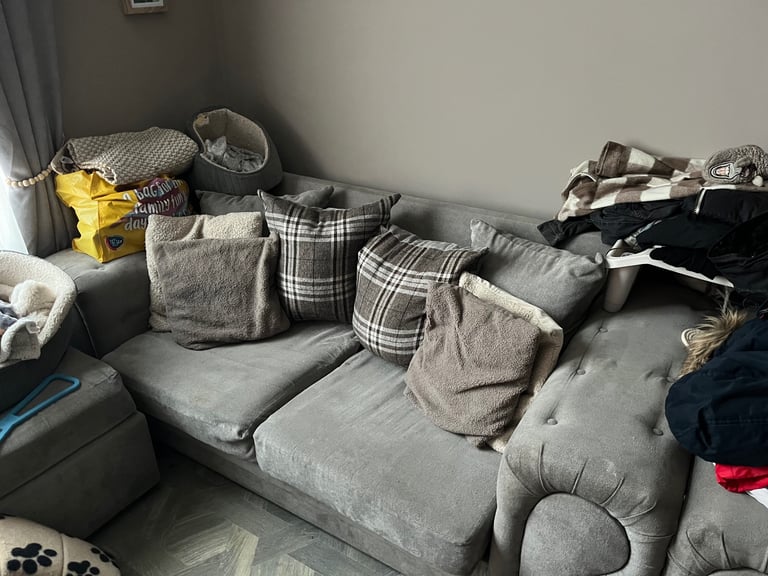 Chesterfield arm chair sofas and footstool 