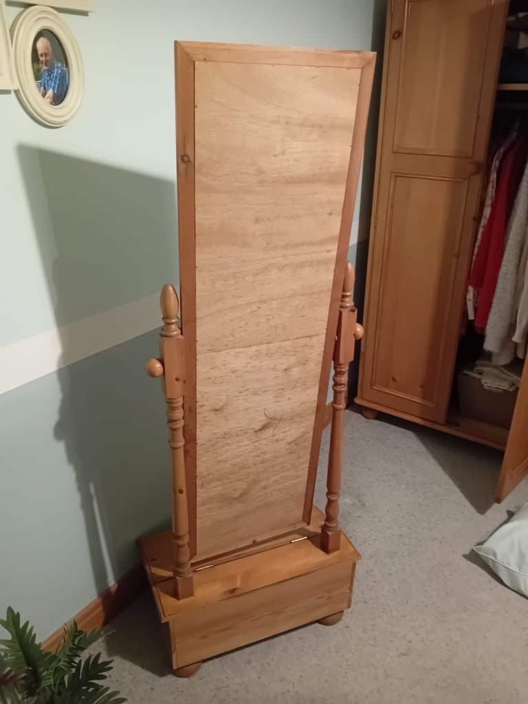 Pine Upstand Mirror With Drawer