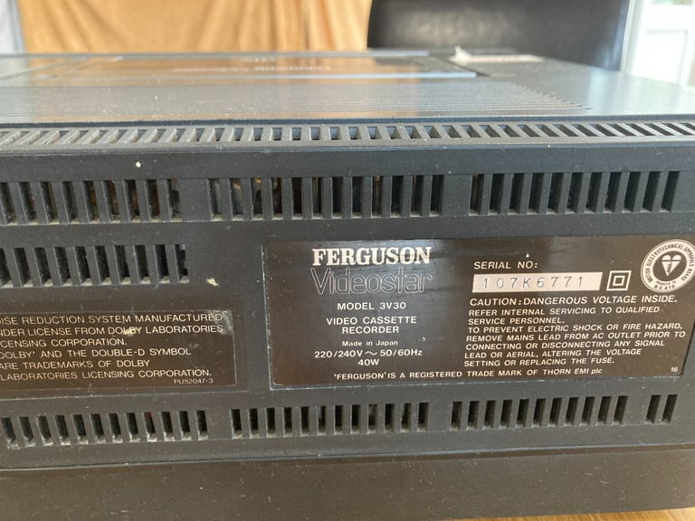 Ferguson Videostar 3v/30 video cassette recorder