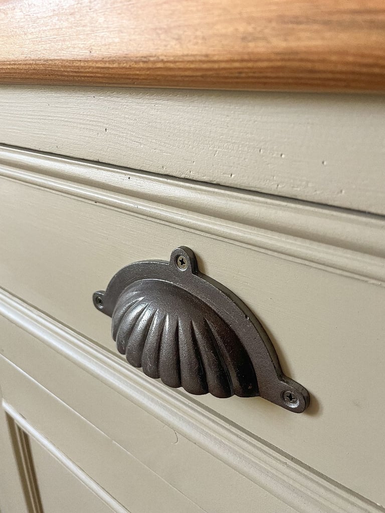 Large 4ft Extra thick chunky solid pine sideboard chest of drawers cupboard pewter pulls