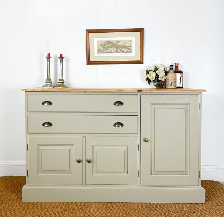 image for 4.7ft long narrow solid pine sideboard dresser cupboard chest of drawers