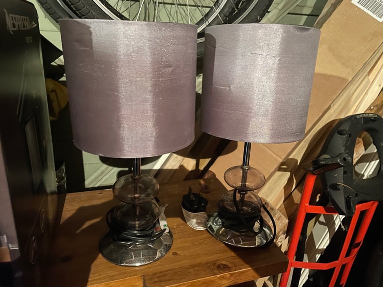 image for 2 small lamps with Grey lampshade 