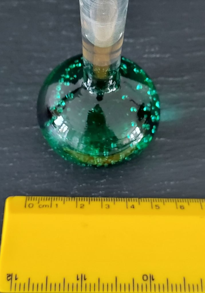 Vintage Green Bubble Glass Slim Bud Vase 16 cm Tall
