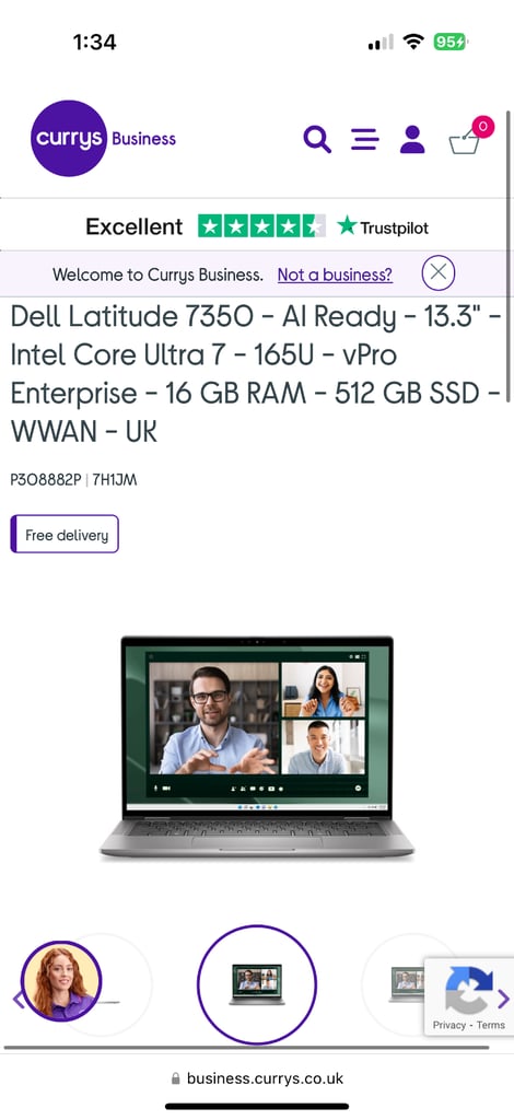 image for NEW, CAN HAND DELIVER,RRP £1535, 3 YEAR WARRANTY,Dell Latitude 7350 ultra 7 165U laptop 2 in 1 VPRO 