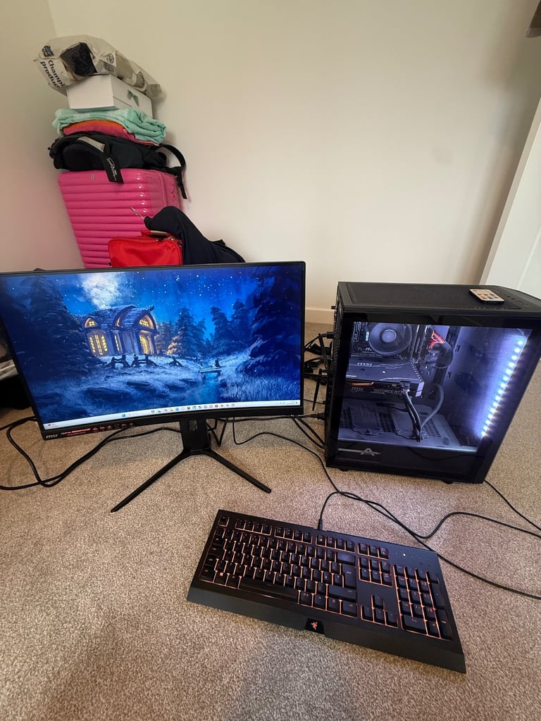 image for Custom built RGB gaming PC, 144 Hz gaming monitor and razer gaming keyboard