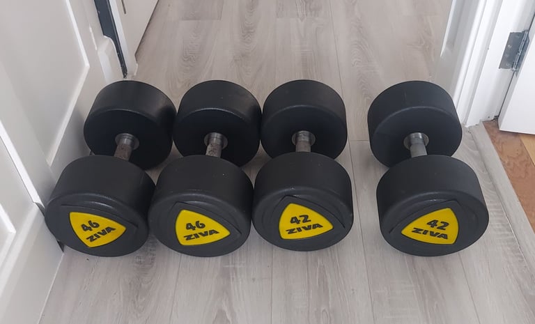image for 2x 42kg & 2x 46kg New unused ziva commercial urethane heavy dumbbells