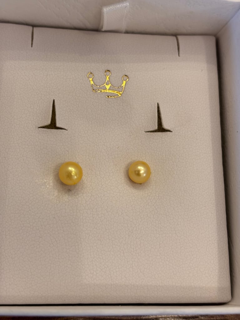 image for Yellow Fresh Water Pearl Silver EARRINGS 