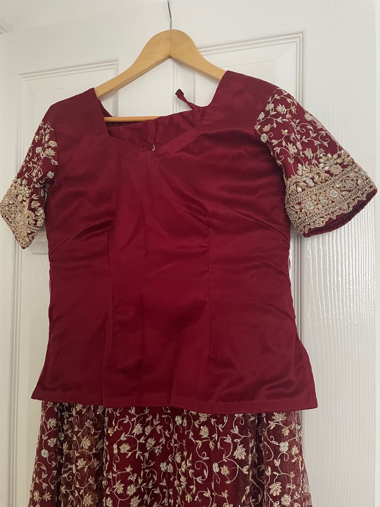 Burgundy wedding lengha