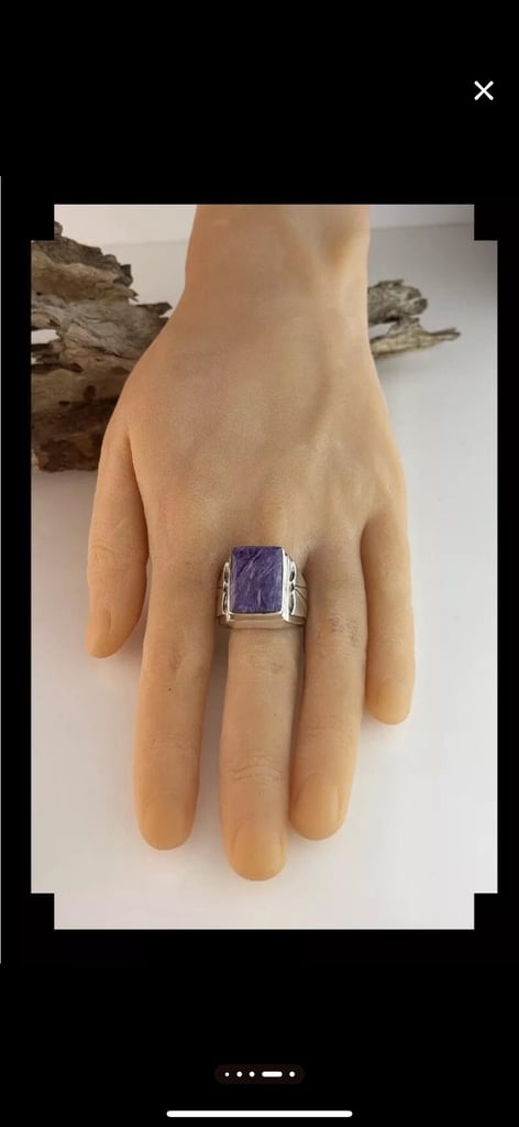 Handcrafted Charoite Stone & Sterling Silver Ring,W,11.25(US),NEW