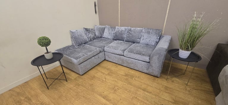 CRUSHED VELVET CORNER SOFA DELIVERY AVAILABLE