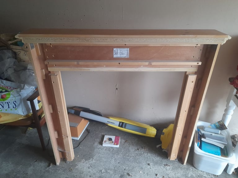 Fireplace surround marble wood resin hand carved 125cm x 130cm x 40.6cm