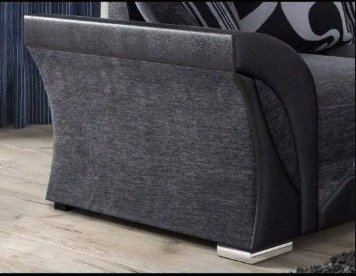 Shannon High Quality Chenille Fabric Corner Sofa - Black with Grey
