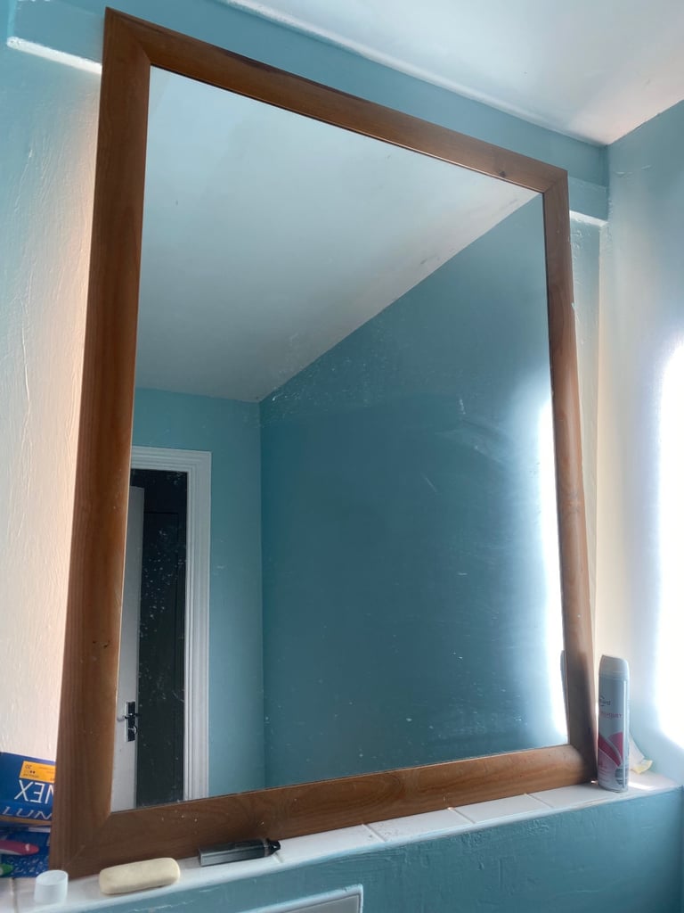 image for Large mirror with wooden frame 