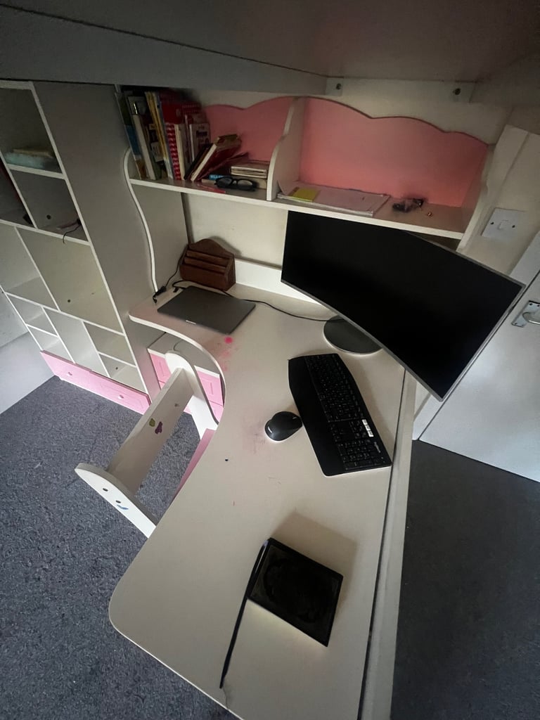 Bunk bed wardrobe desk, table and chair