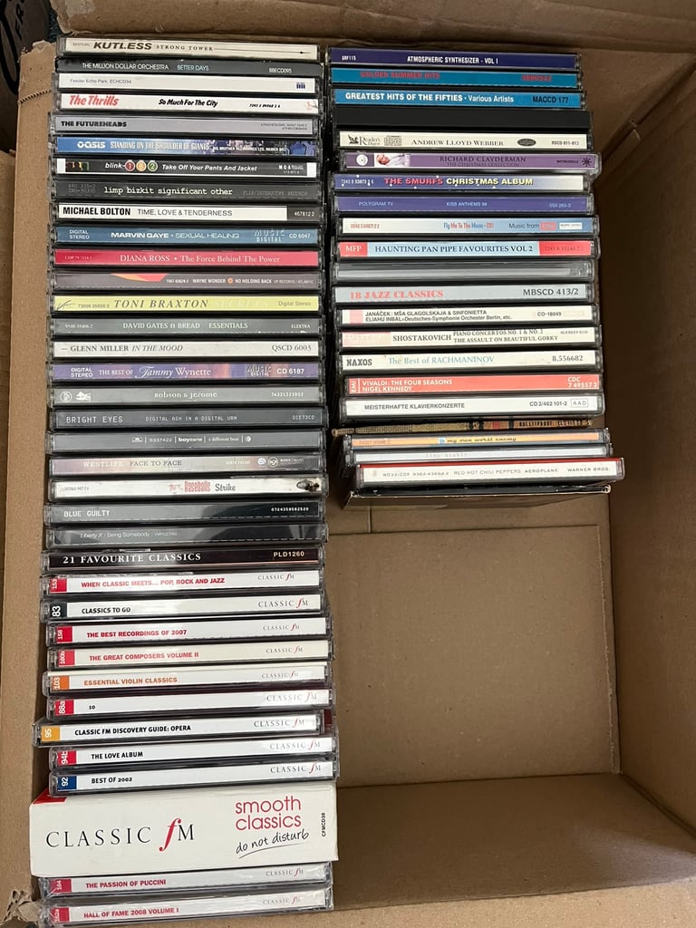 5 boxes of CDs 