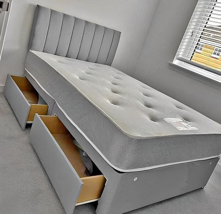 image for DIVAN 5FT King Size Bed Base With Mattress & Storage Drawers 20% Off + Amazing Price
