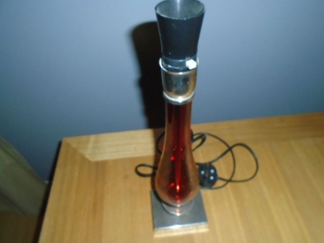 Vintage Ruby Coloured Glass & Metal Table Lamp