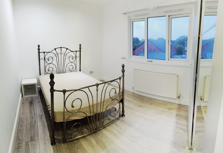 image for Decorated Chrome double bed with mattress