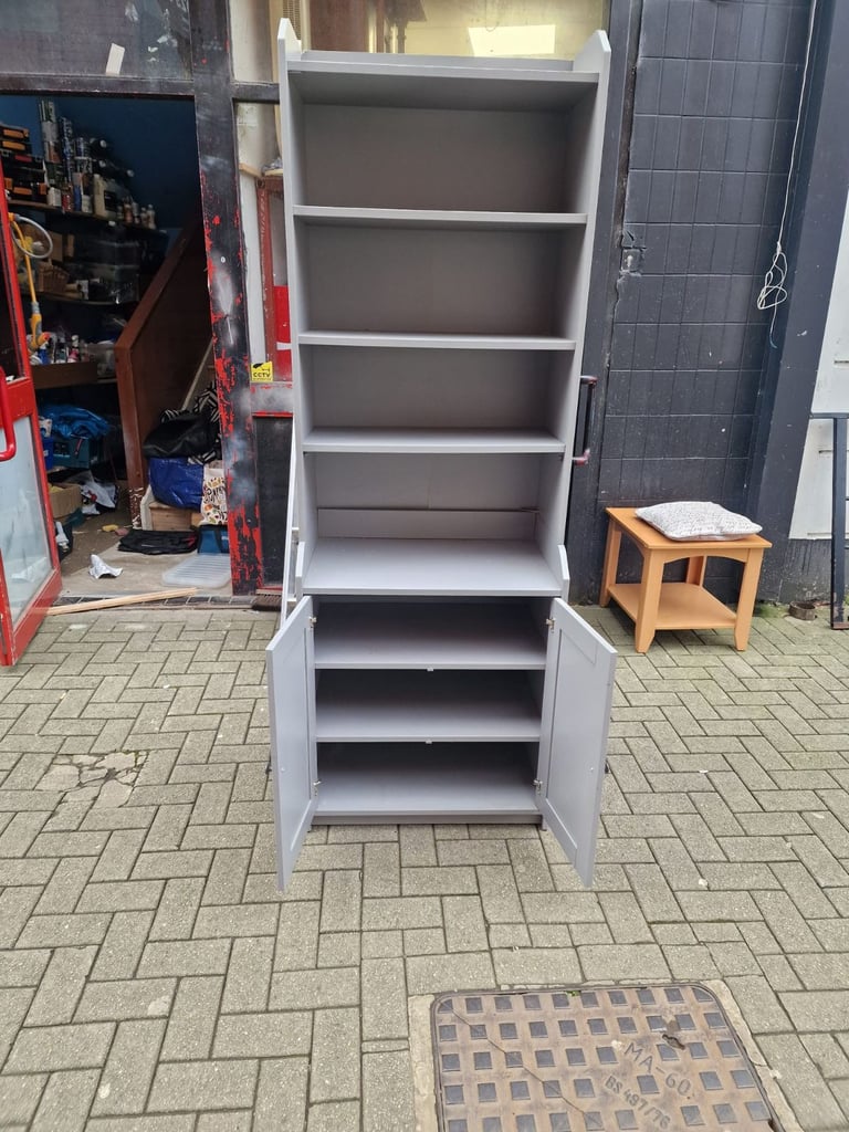 image for Really Nice grey wood shelves R book case only £79
