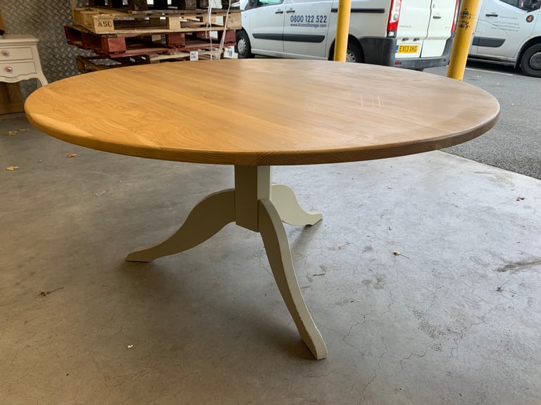 image for Neptune Chichester solid oak top round kitchen dining table 150cm 