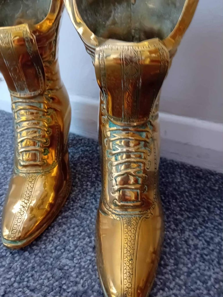 Brass candlesticks Boots Vases lots more Etc