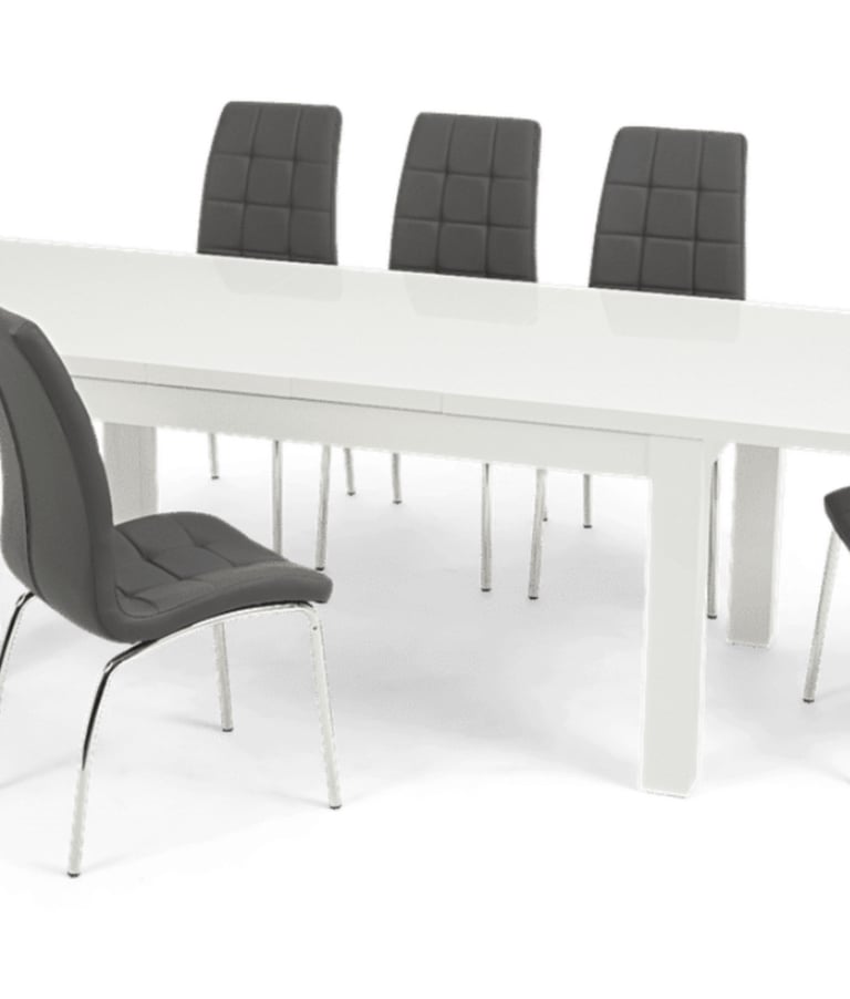  Atlanta white gloss dining table 160-220 cm wide in NEW 
