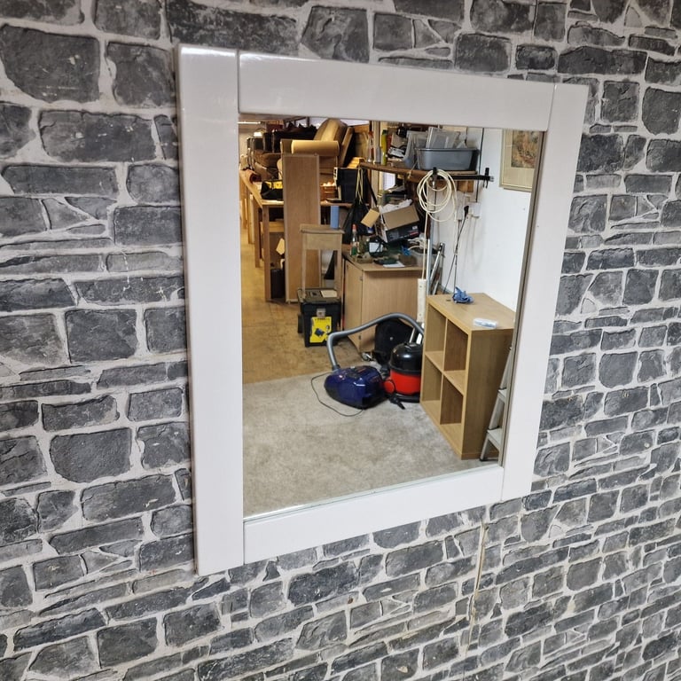 White Framed Wall Mirror – Modern Square Design