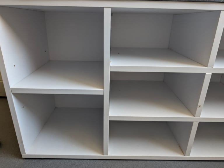 Wooden Shoe Bench Storage Shoe Cabinet Rack Hallway Cupboard Organizer with Seat Cushion