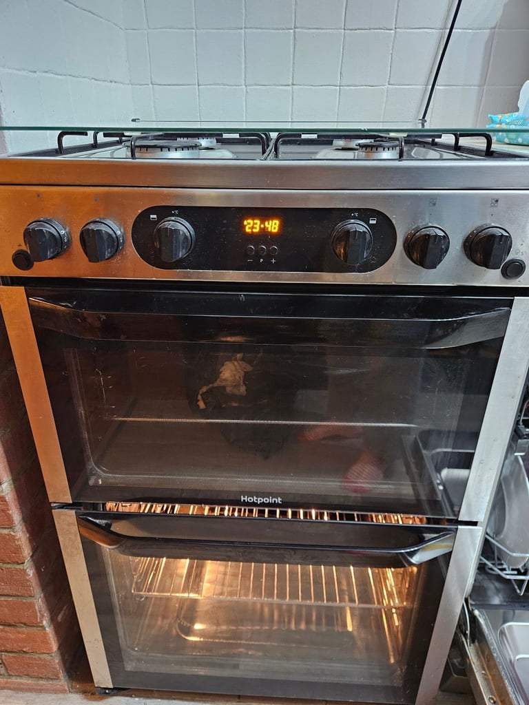 image for Hotpoint Stainless Steel Double Gas Oven 60cm