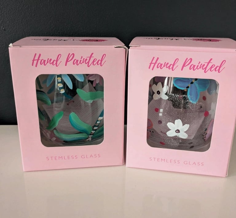Stemless hand painted glasses 
