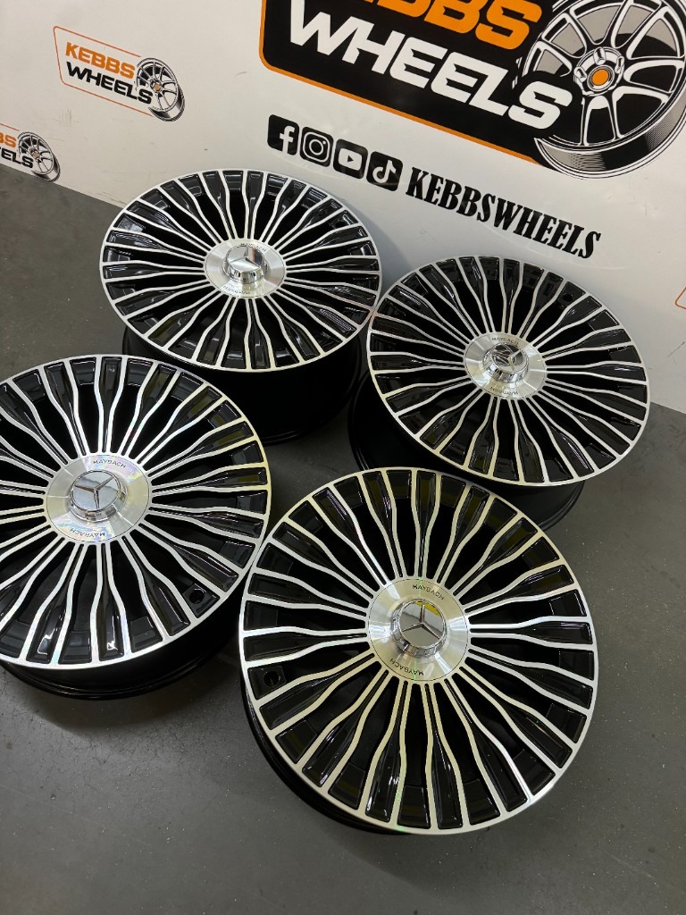20" 2025 MERCEDES MAYBACH STYLE ALLOY WHEELS BLACK MACHINED C CLASS E CLASS S CLASS