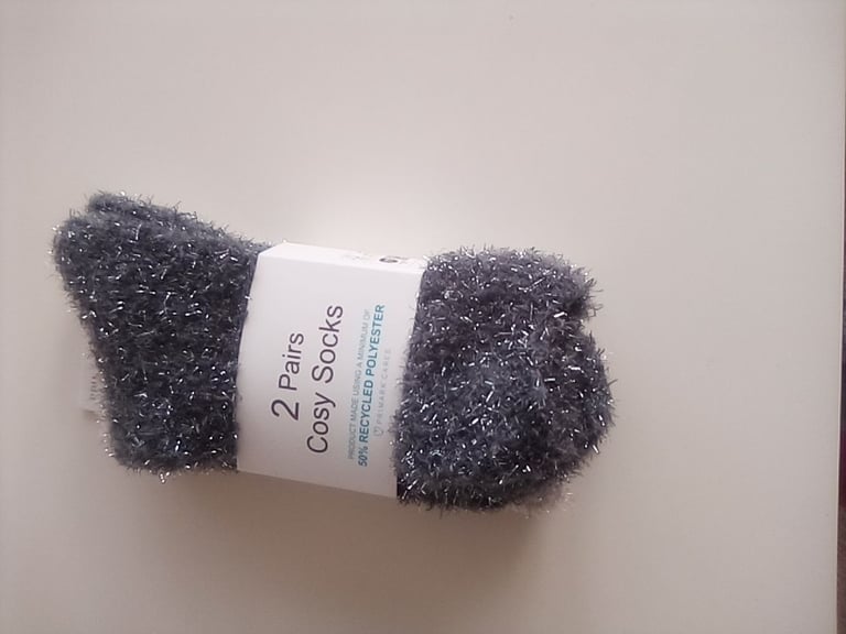 image for Brand new. Pack of two pairs of ladies' warm soft winter  Christmas 'cosy' socks. 