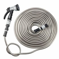 100ft Easyhose Stainless Steel Garden Hose Pipe Rust-Proof Kink-Free 8 Spray Gun