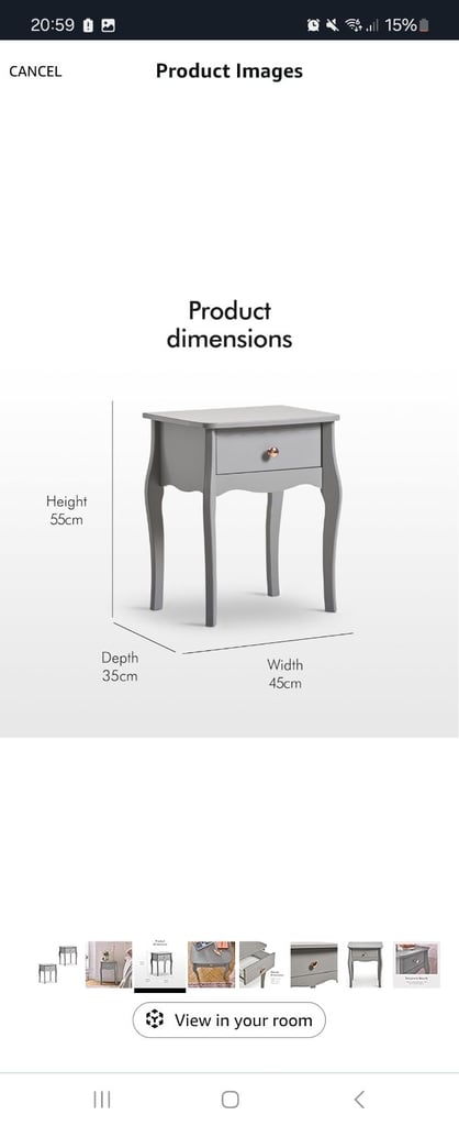 image for Grey bedroom furniture and kingsize brass effect 4 poster bed 