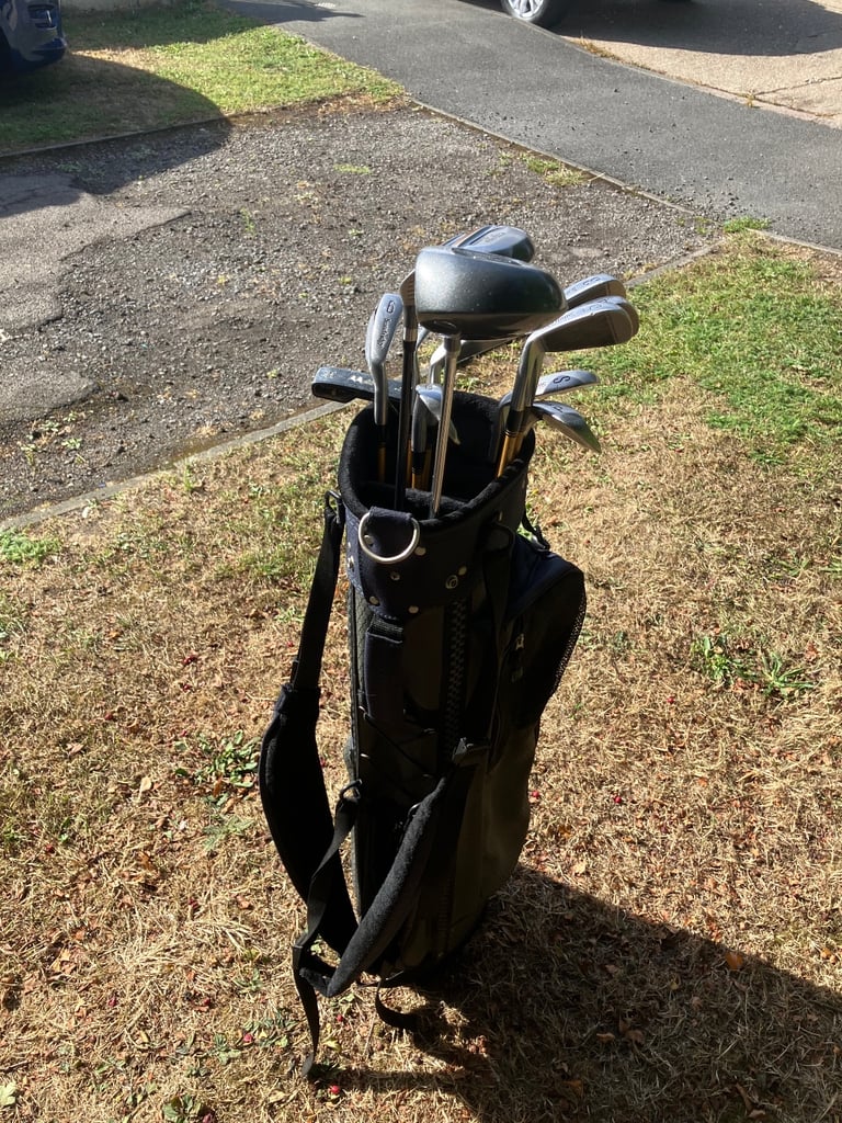Men’s Golf Clubs Ideal Starter Set Driver 3 Wood & Irons With A Cart Bag 