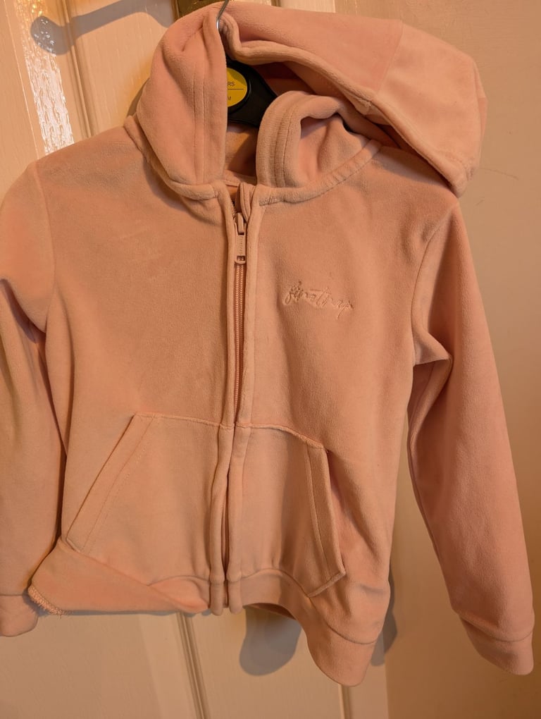 Gorgeous Baby Girl 4 To 5 Yrs Pink Soft Velvet Firetrap Hoodie Fleece Top with Zip & Pockets  