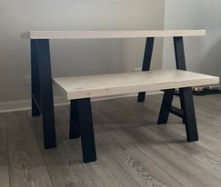Wood dinning table and bench 