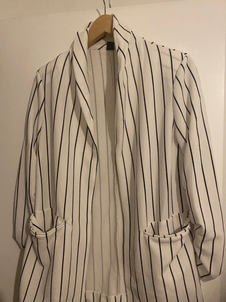 image for Black white stripe women coat 