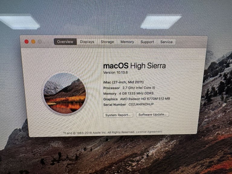 Apple iMac 27" 2.7GHz A1312 Mid 2011 Core i5 AMD Radeon 6770M