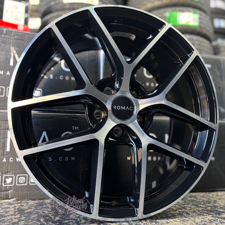 18” 5x108 Alloys New Romac Diablo Black Polished Wheels Ford Volvo Jaguar 