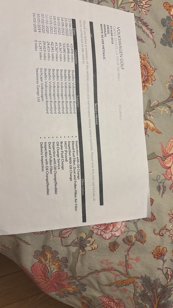 Volkswagen, GOLF, Estate, 2018, Manual, 1598 (cc), 5 doors